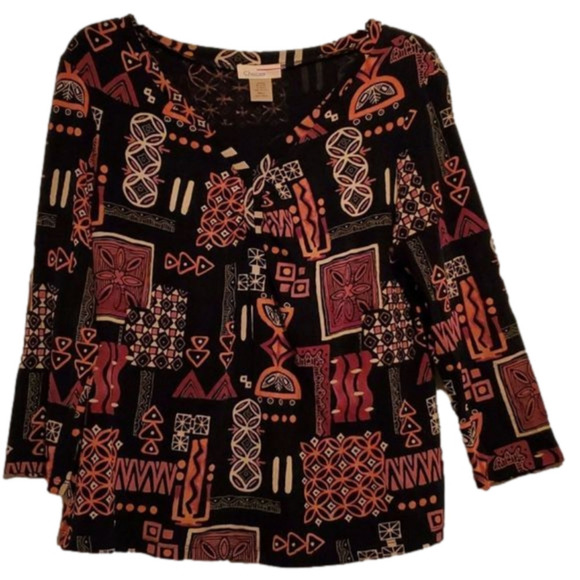 NWT Choices Women's V Neck Inca Blouse Size Large - Picture 1 of 8